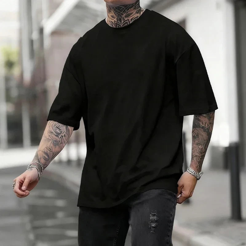 Solid Cotton Casual T-shirt