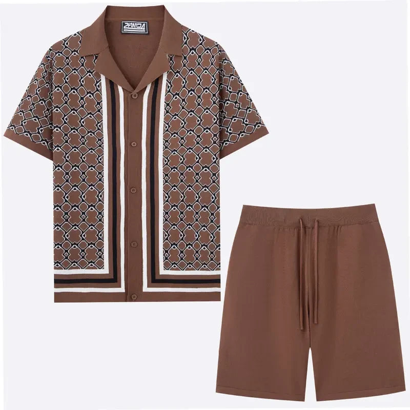 Geometric Knit Short Set