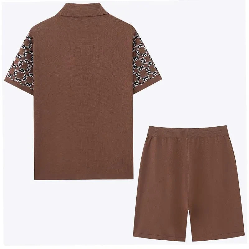 Geometric Knit Short Set